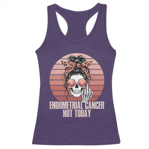 Vintage Endometrial Cancer Not Today Racerback Tank Top Skeleton Warrior Fighter