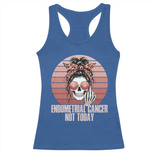 Vintage Endometrial Cancer Not Today Racerback Tank Top Skeleton Warrior Fighter
