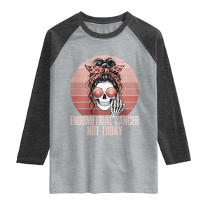 Vintage Endometrial Cancer Not Today Raglan Shirt Skeleton Warrior Fighter