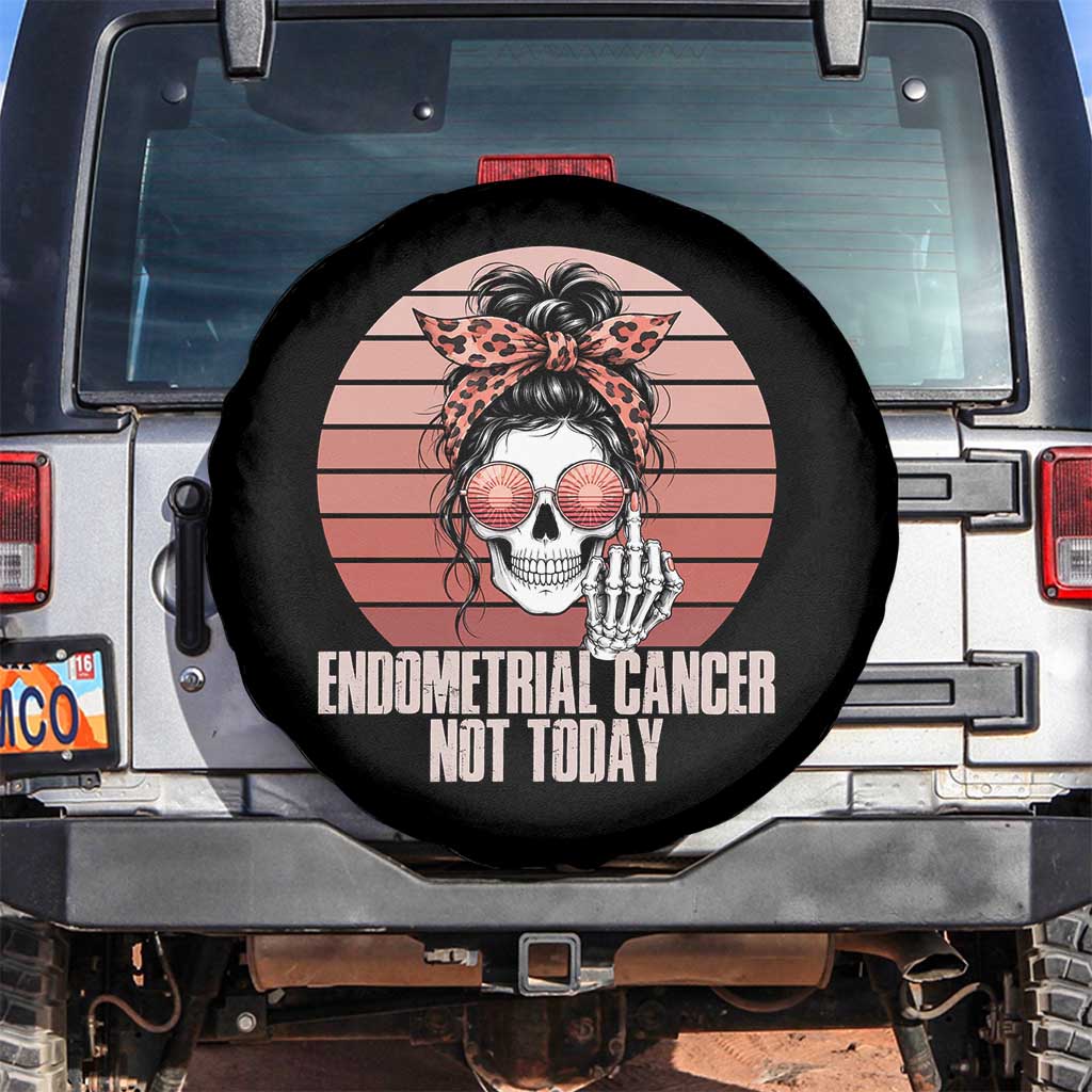 Vintage Endometrial Cancer Not Today Spare Tire Cover Skeleton Warrior Fighter