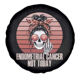 Vintage Endometrial Cancer Not Today Spare Tire Cover Skeleton Warrior Fighter