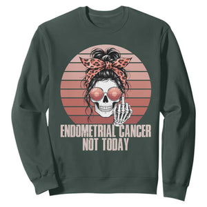 Vintage Endometrial Cancer Not Today Sweatshirt Skeleton Warrior Fighter