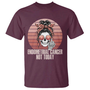Vintage Endometrial Cancer Not Today T Shirt Skeleton Warrior Fighter