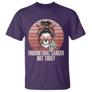 Vintage Endometrial Cancer Not Today T Shirt Skeleton Warrior Fighter