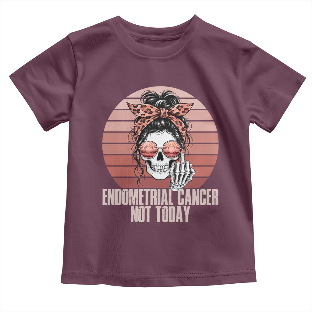 Vintage Endometrial Cancer Not Today Toddler T Shirt Skeleton Warrior Fighter