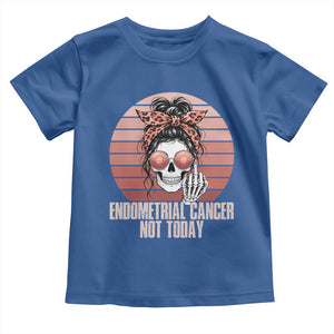 Vintage Endometrial Cancer Not Today Toddler T Shirt Skeleton Warrior Fighter