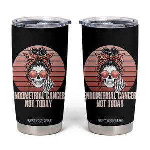 Vintage Endometrial Cancer Not Today Tumbler Cup Skeleton Warrior Fighter