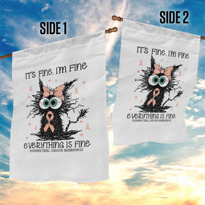 Funny Black Cat Endometrial Cancer Awareness Garden Flag Its Fine Im Fine Everything Is Fine