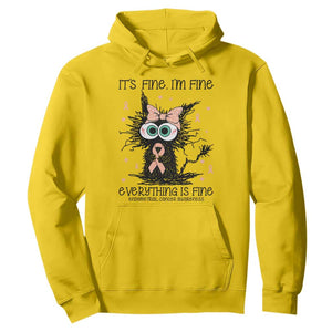 Funny Black Cat Endometrial Cancer Awareness Hoodie Its Fine Im Fine Everything Is Fine