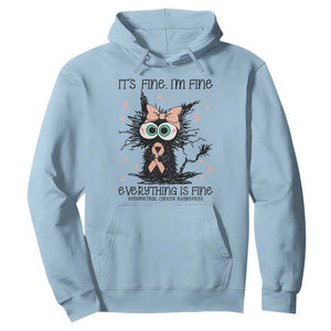 Funny Black Cat Endometrial Cancer Awareness Hoodie Its Fine Im Fine Everything Is Fine