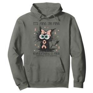 Funny Black Cat Endometrial Cancer Awareness Hoodie Its Fine Im Fine Everything Is Fine