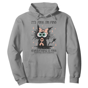 Funny Black Cat Endometrial Cancer Awareness Hoodie Its Fine Im Fine Everything Is Fine