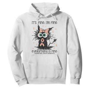 Funny Black Cat Endometrial Cancer Awareness Hoodie Its Fine Im Fine Everything Is Fine