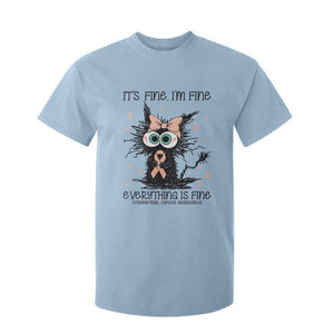 Funny Black Cat Endometrial Cancer Awareness T Shirt For Kid Its Fine Im Fine Everything Is Fine