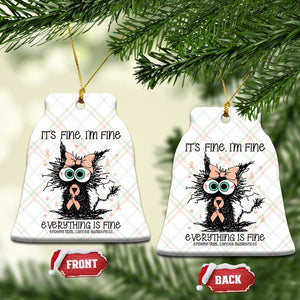 Funny Black Cat Endometrial Cancer Awareness Ceramic Ornament Its Fine Im Fine Everything Is Fine