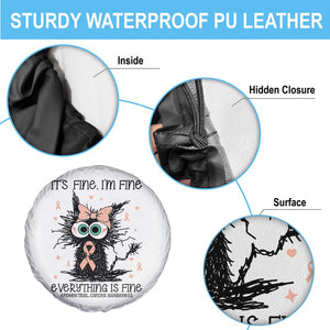 Funny Black Cat Endometrial Cancer Awareness Spare Tire Cover Its Fine Im Fine Everything Is Fine
