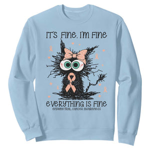Funny Black Cat Endometrial Cancer Awareness Sweatshirt Its Fine Im Fine Everything Is Fine
