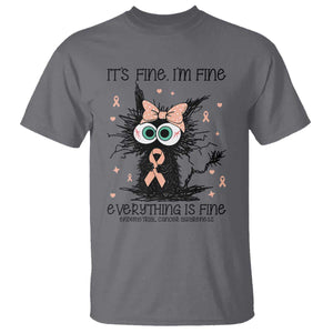 Funny Black Cat Endometrial Cancer Awareness T Shirt Its Fine Im Fine Everything Is Fine