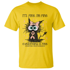 Funny Black Cat Endometrial Cancer Awareness T Shirt Its Fine Im Fine Everything Is Fine