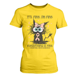 Funny Black Cat Endometrial Cancer Awareness T Shirt For Women Its Fine Im Fine Everything Is Fine