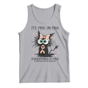 Funny Black Cat Endometrial Cancer Awareness Tank Top Its Fine Im Fine Everything Is Fine