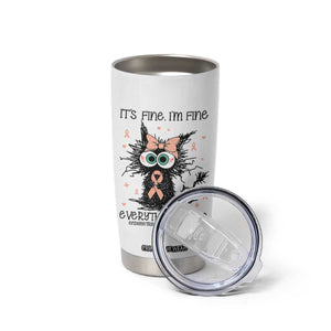 Funny Black Cat Endometrial Cancer Awareness Tumbler Cup Its Fine Im Fine Everything Is Fine