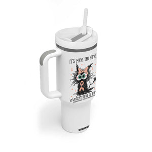 Funny Black Cat Endometrial Cancer Awareness Tumbler With Handle Its Fine Im Fine Everything Is Fine