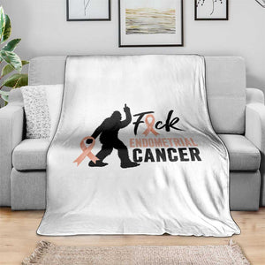 Funny Bigfoot Fuck Endometrial Cancer Awareness Gift Throw Blanket