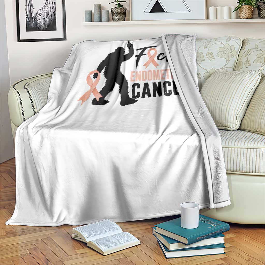Funny Bigfoot Fuck Endometrial Cancer Awareness Gift Throw Blanket