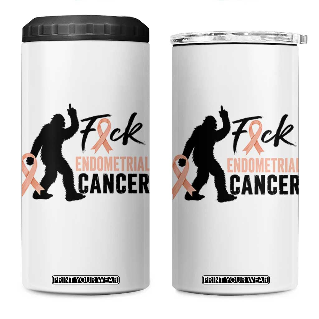 Funny Bigfoot Fuck Endometrial Cancer Awareness Gift 4 in 1 Can Cooler Tumbler