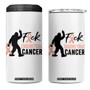 Funny Bigfoot Fuck Endometrial Cancer Awareness Gift 4 in 1 Can Cooler Tumbler