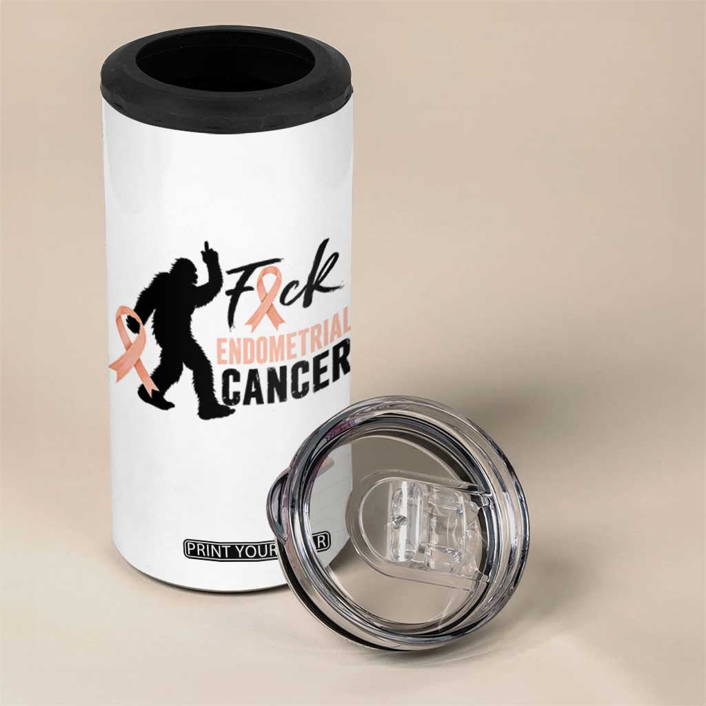 Funny Bigfoot Fuck Endometrial Cancer Awareness Gift 4 in 1 Can Cooler Tumbler