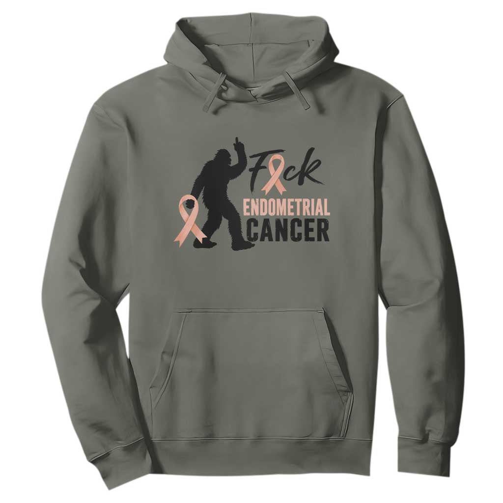 Funny Bigfoot Fuck Endometrial Cancer Awareness Gift Hoodie