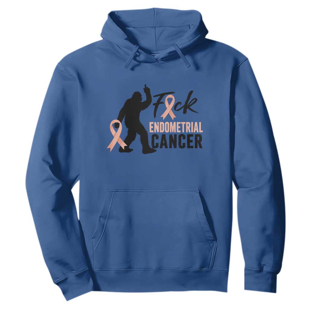 Funny Bigfoot Fuck Endometrial Cancer Awareness Gift Hoodie