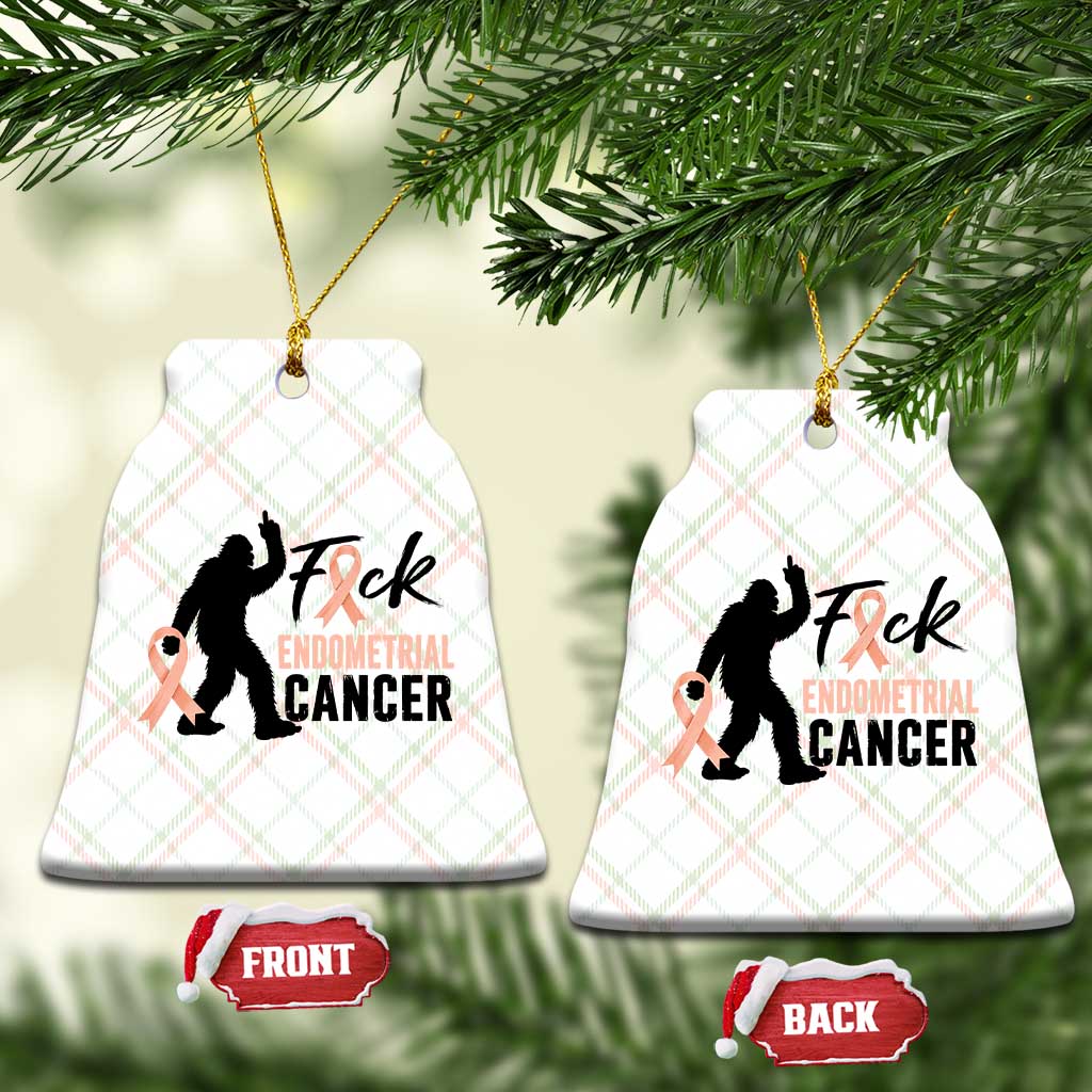 Funny Bigfoot Fuck Endometrial Cancer Awareness Gift Ceramic Ornament