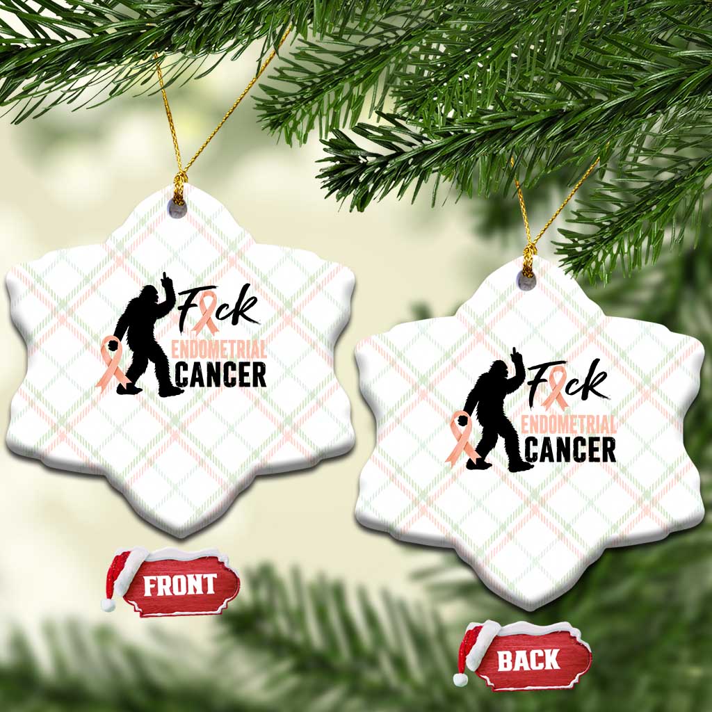 Funny Bigfoot Fuck Endometrial Cancer Awareness Gift Ceramic Ornament