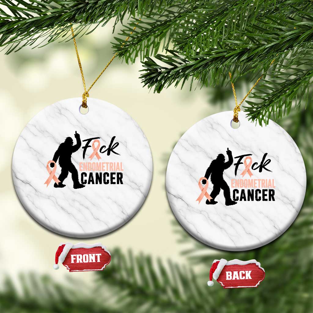 Funny Bigfoot Fuck Endometrial Cancer Awareness Gift Ceramic Ornament