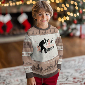 Funny Bigfoot Fuck Endometrial Cancer Awareness Gift Ugly Christmas Sweater