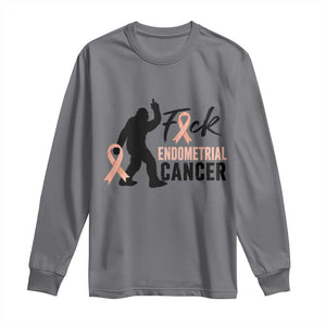 Funny Bigfoot Fuck Endometrial Cancer Awareness Gift Long Sleeve Shirt