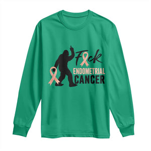 Funny Bigfoot Fuck Endometrial Cancer Awareness Gift Long Sleeve Shirt