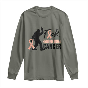 Funny Bigfoot Fuck Endometrial Cancer Awareness Gift Long Sleeve Shirt