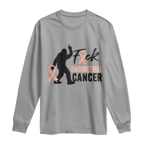 Funny Bigfoot Fuck Endometrial Cancer Awareness Gift Long Sleeve Shirt