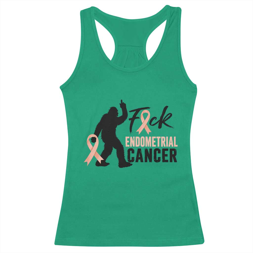 Funny Bigfoot Fuck Endometrial Cancer Awareness Gift Racerback Tank Top