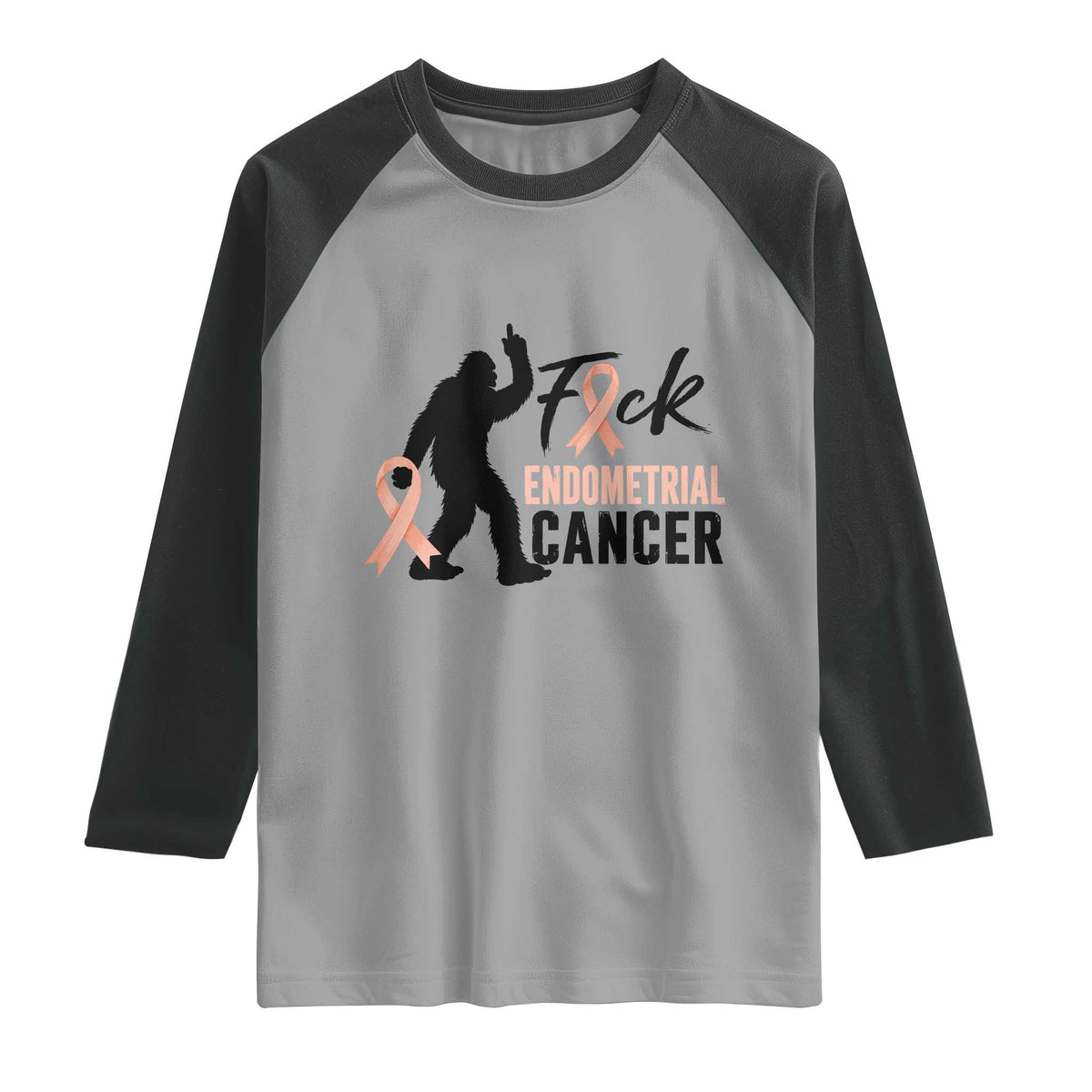 Funny Bigfoot Fuck Endometrial Cancer Awareness Gift Raglan Shirt