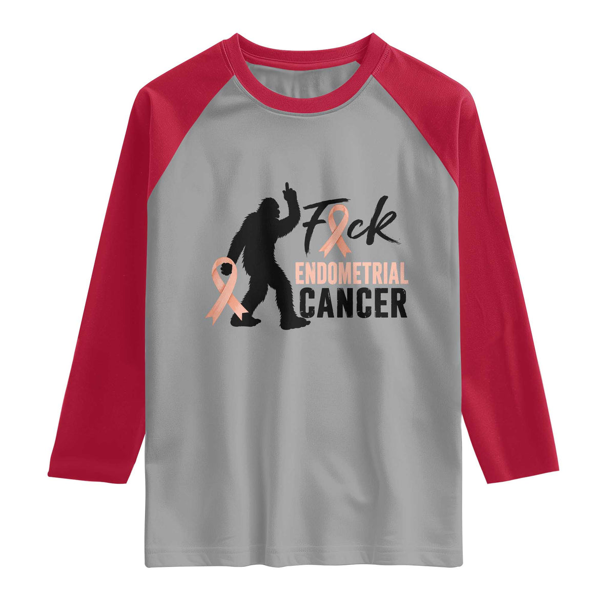 Funny Bigfoot Fuck Endometrial Cancer Awareness Gift Raglan Shirt