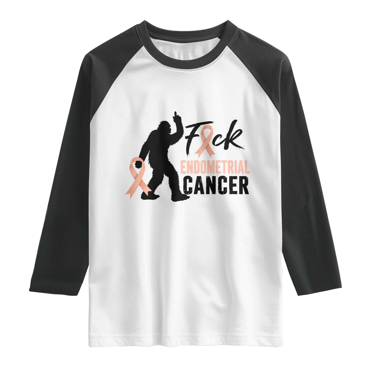 Funny Bigfoot Fuck Endometrial Cancer Awareness Gift Raglan Shirt