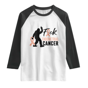 Funny Bigfoot Fuck Endometrial Cancer Awareness Gift Raglan Shirt
