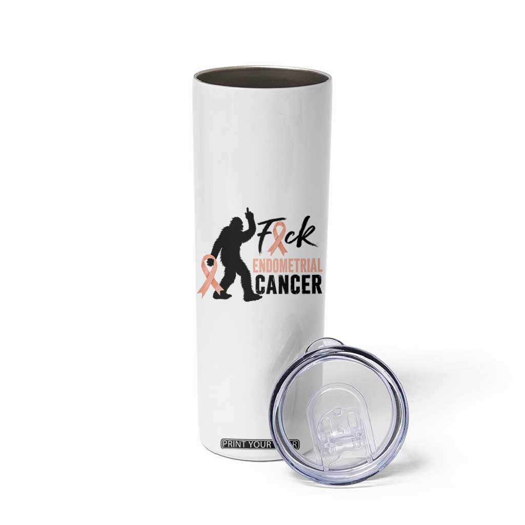 Funny Bigfoot Fuck Endometrial Cancer Awareness Gift Skinny Tumbler