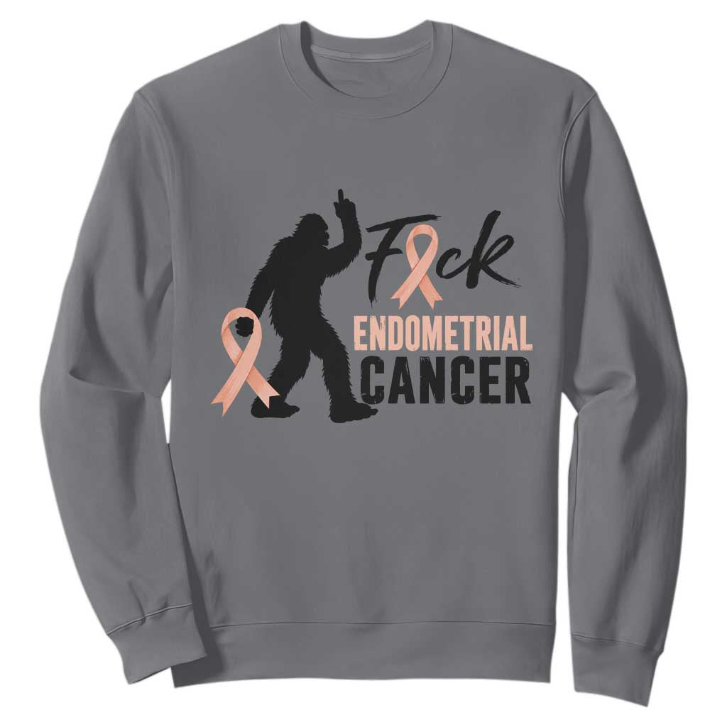 Funny Bigfoot Fuck Endometrial Cancer Awareness Gift Sweatshirt