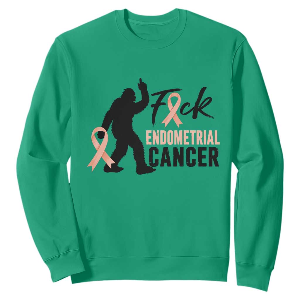 Funny Bigfoot Fuck Endometrial Cancer Awareness Gift Sweatshirt